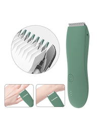 Zipher body hair trimmer for men and women, for groin, pubic area, legs, and entire body, with a replaceable ceramic blade that doesn’t hurt, electric and waterproof.
