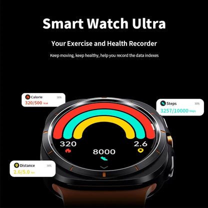 Smartwatch Plus 47mm 2025, IP68 waterproof, Bluetooth, compass, 1.43'' AMOLED screen, and SpO2 monitoring, unisex.