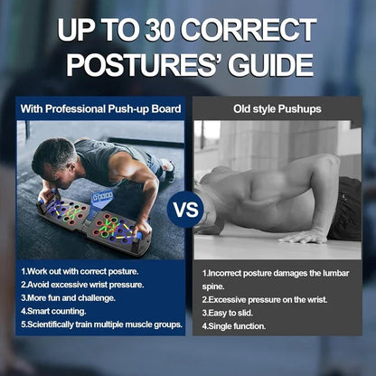 NexBoard Pro 360 – Portable, multifunctional push-up board with ergonomic handles. Its foldable design makes it perfect for training chest, abdomen, arms, and back at home or the gym. Adaptable to all fitness levels, it offers comfort.