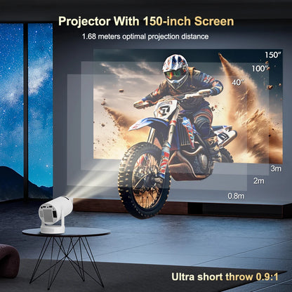 VisionMax Pro Projector – Android 4K 1280*720P Dual Wi-Fi 300 ANSI Video Cinema | Portable HD LED for Home, Outdoor Use, Movies, Studying, Cartoons for Kids & More.