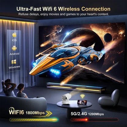 VisionMax Pro Projector – Android 4K 1280*720P Dual Wi-Fi 300 ANSI Video Cinema | Portable HD LED for Home, Outdoor Use, Movies, Studying, Cartoons for Kids & More.