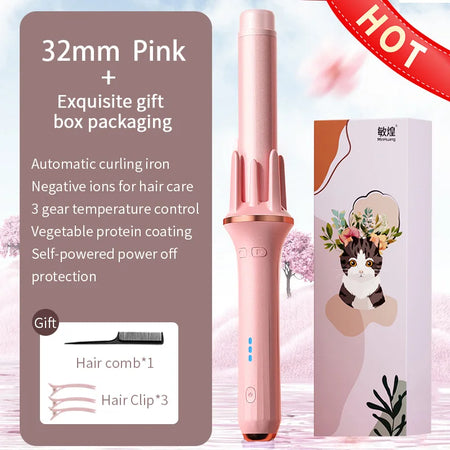 LuxeHair Wave - 28/32mm Automatic Hair Curler Large Wave Curling Iron Tongs Temperature Adjustable Anion Fast Heating Styling Curler.