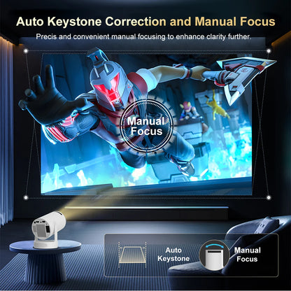 VisionMax Pro Projector – Android 4K 1280*720P Dual Wi-Fi 300 ANSI Video Cinema | Portable HD LED for Home, Outdoor Use, Movies, Studying, Cartoons for Kids & More.