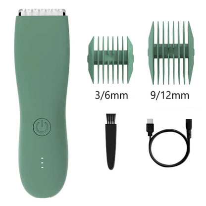 Zipher body hair trimmer for men and women, for groin, pubic area, legs, and entire body, with a replaceable ceramic blade that doesn’t hurt, electric and waterproof.