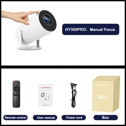 VisionMax Pro Projector – Android 4K 1280*720P Dual Wi-Fi 300 ANSI Video Cinema | Portable HD LED for Home, Outdoor Use, Movies, Studying, Cartoons for Kids & More.