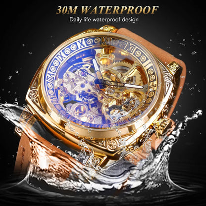 "EclipseX Men’s Automatic Mechanical Watch – Luminous, Waterproof with Premium Leather Strap, Bold Design for the Modern Man"