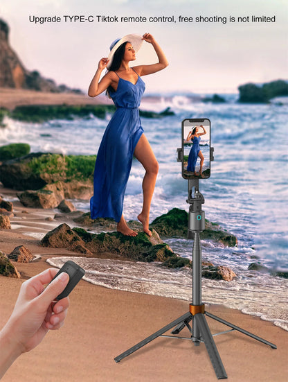 SelfieMax Pro 360 – Portable Support for Action Cameras and Smartphones with Auto Tracking, Gimbal Stabilizer, Wireless Selfie Stick, and Integrated Tripod, 180cm/ 70,9 inch