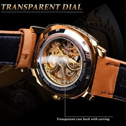 "EclipseX Men’s Automatic Mechanical Watch – Luminous, Waterproof with Premium Leather Strap, Bold Design for the Modern Man"