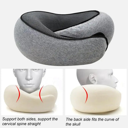ErgoNap Pro - Memory Foam Neck Pillow with Cervical Support, Perfect for Travel, Work Breaks, Airplanes, and Camping. Portable U-Shaped Design with Carry Bag for Comfort Anytime, Anywhere.