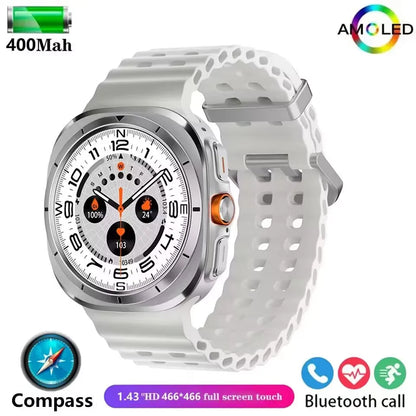 Smartwatch Plus 47mm 2025, IP68 waterproof, Bluetooth, compass, 1.43'' AMOLED screen, and SpO2 monitoring, unisex.