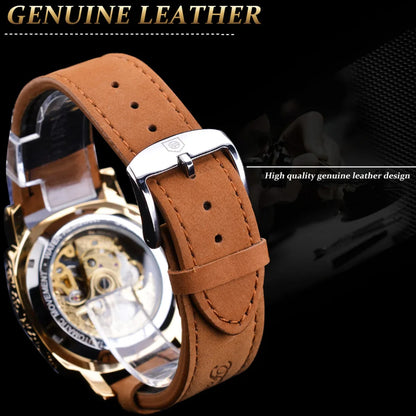 "EclipseX Men’s Automatic Mechanical Watch – Luminous, Waterproof with Premium Leather Strap, Bold Design for the Modern Man"