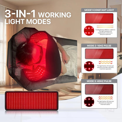 RedWave Therapeutic Belt: Infrared LED Heating Pad for Effective Pain and Tension Relief. Ideal for the face, body, shoulders, joints, and muscles, it provides relaxation and improves circulation in a practical and professional way.