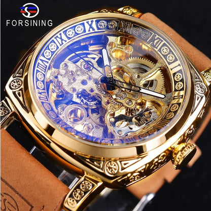 "EclipseX Men’s Automatic Mechanical Watch – Luminous, Waterproof with Premium Leather Strap, Bold Design for the Modern Man"