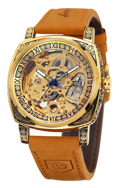 "EclipseX Men’s Automatic Mechanical Watch – Luminous, Waterproof with Premium Leather Strap, Bold Design for the Modern Man"