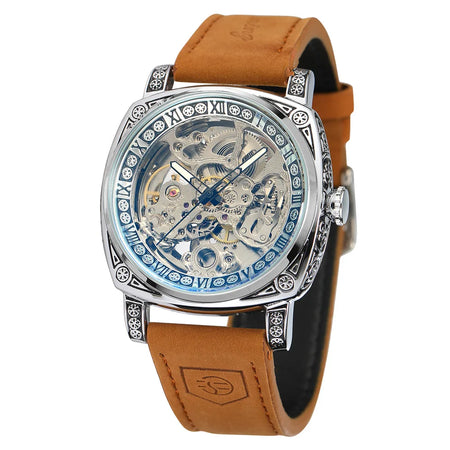"EclipseX Men’s Automatic Mechanical Watch – Luminous, Waterproof with Premium Leather Strap, Bold Design for the Modern Man"