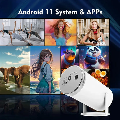 VisionMax Pro Projector – Android 4K 1280*720P Dual Wi-Fi 300 ANSI Video Cinema | Portable HD LED for Home, Outdoor Use, Movies, Studying, Cartoons for Kids & More.