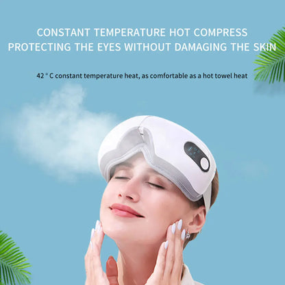 VisioTherm Pro - Smart Heated Vibration Eye Care Instrument Hot Compress Bluetooth Eye Massage Glasses for Fatigue, Pouch, and Wrinkle Relief.