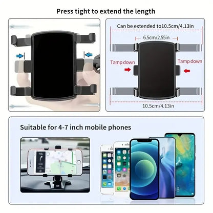 DashGrip Pro: Universal Car Mount with Secure Hold, 360° Rotation & Easy Dashboard Installation – Compatible with Smartphones up to 6.7" for GPS Navigation & Safe Driving.
