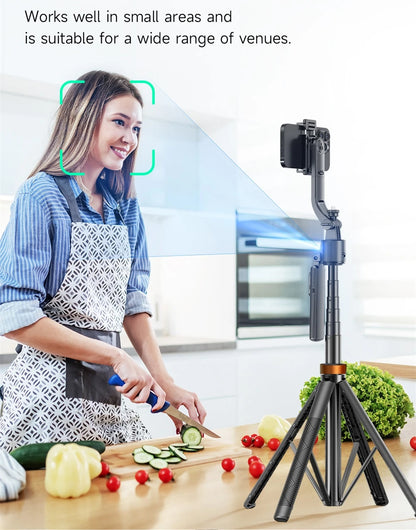 SelfieMax Pro 360 – Portable Support for Action Cameras and Smartphones with Auto Tracking, Gimbal Stabilizer, Wireless Selfie Stick, and Integrated Tripod, 180cm/ 70,9 inch