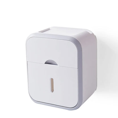 Toilet Paper Holder, Waterproof Tissue Storage, Punch-Free, Easy Wall Installation, Organizer for Kitchen and Bathroom.