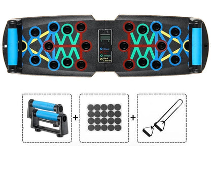 NexBoard Pro 360 – Portable, multifunctional push-up board with ergonomic handles. Its foldable design makes it perfect for training chest, abdomen, arms, and back at home or the gym. Adaptable to all fitness levels, it offers comfort.