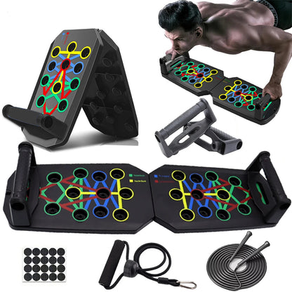 FlexBoard 360 – Portable, multifunctional push-up board with ergonomic handles. Its foldable design makes it perfect for training chest, abdomen, arms, and back at home or the gym. Adaptable to all fitness levels, it offers comfort.