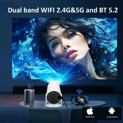 VisionMax Pro Projector – Android 4K 1280*720P Dual Wi-Fi 300 ANSI Video Cinema | Portable HD LED for Home, Outdoor Use, Movies, Studying, Cartoons for Kids & More.