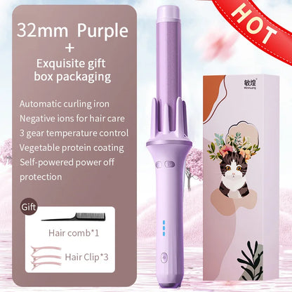 LuxeHair Wave - 28/32mm Automatic Hair Curler Large Wave Curling Iron Tongs Temperature Adjustable Anion Fast Heating Styling Curler.
