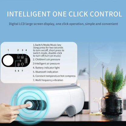 VisioTherm Pro - Smart Heated Vibration Eye Care Instrument Hot Compress Bluetooth Eye Massage Glasses for Fatigue, Pouch, and Wrinkle Relief.