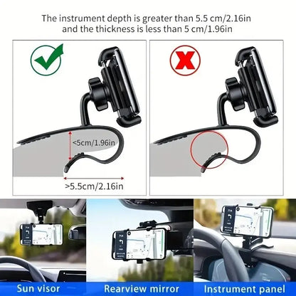 DashGrip Pro: Universal Car Mount with Secure Hold, 360° Rotation & Easy Dashboard Installation – Compatible with Smartphones up to 6.7" for GPS Navigation & Safe Driving.