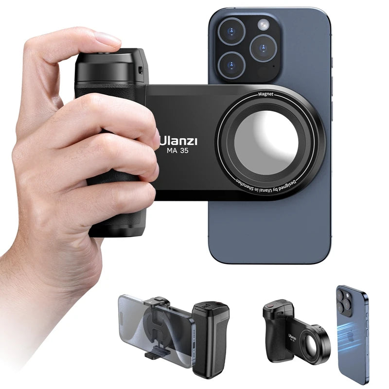 MagFlex Pro 35-Smartphone Camera Shutter Grip Bluetooth Selfie Handle As Camera Photo Stabilizer Vertical Horizontal Shoot.