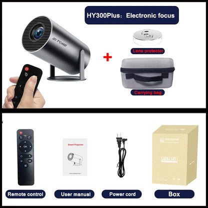 VisionMax Pro Projector – Android 4K 1280*720P Dual Wi-Fi 300 ANSI Video Cinema | Portable HD LED for Home, Outdoor Use, Movies, Studying, Cartoons for Kids & More.