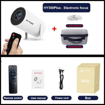 VisionMax Pro Projector – Android 4K 1280*720P Dual Wi-Fi 300 ANSI Video Cinema | Portable HD LED for Home, Outdoor Use, Movies, Studying, Cartoons for Kids & More.