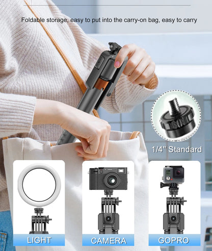 SelfieMax Pro 360 – Portable Support for Action Cameras and Smartphones with Auto Tracking, Gimbal Stabilizer, Wireless Selfie Stick, and Integrated Tripod, 180cm/ 70,9 inch