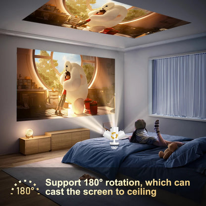 VisionMax Pro Projector – Android 4K 1280*720P Dual Wi-Fi 300 ANSI Video Cinema | Portable HD LED for Home, Outdoor Use, Movies, Studying, Cartoons for Kids & More.