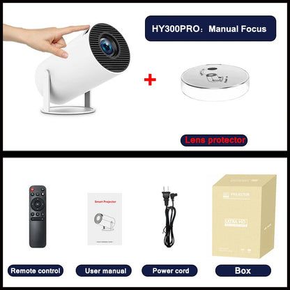 VisionMax Pro Projector – Android 4K 1280*720P Dual Wi-Fi 300 ANSI Video Cinema | Portable HD LED for Home, Outdoor Use, Movies, Studying, Cartoons for Kids & More.