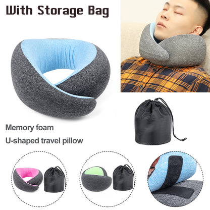 ErgoNap Pro - Memory Foam Neck Pillow with Cervical Support, Perfect for Travel, Work Breaks, Airplanes, and Camping. Portable U-Shaped Design with Carry Bag for Comfort Anytime, Anywhere.