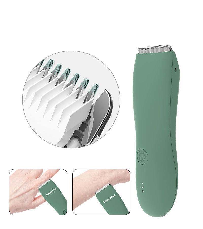 Zipher body hair trimmer for men and women, for groin, pubic area, legs, and entire body, with a replaceable ceramic blade that doesn’t hurt, electric and waterproof.