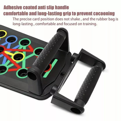 FlexBoard 360 – Portable, multifunctional push-up board with ergonomic handles. Its foldable design makes it perfect for training chest, abdomen, arms, and back at home or the gym. Adaptable to all fitness levels, it offers comfort.