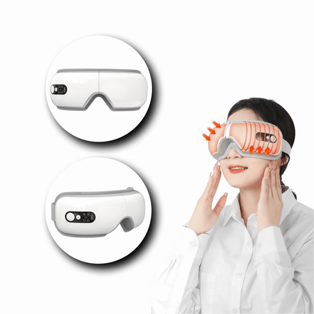 VisioTherm Pro - Smart Heated Vibration Eye Care Instrument Hot Compress Bluetooth Eye Massage Glasses for Fatigue, Pouch, and Wrinkle Relief.