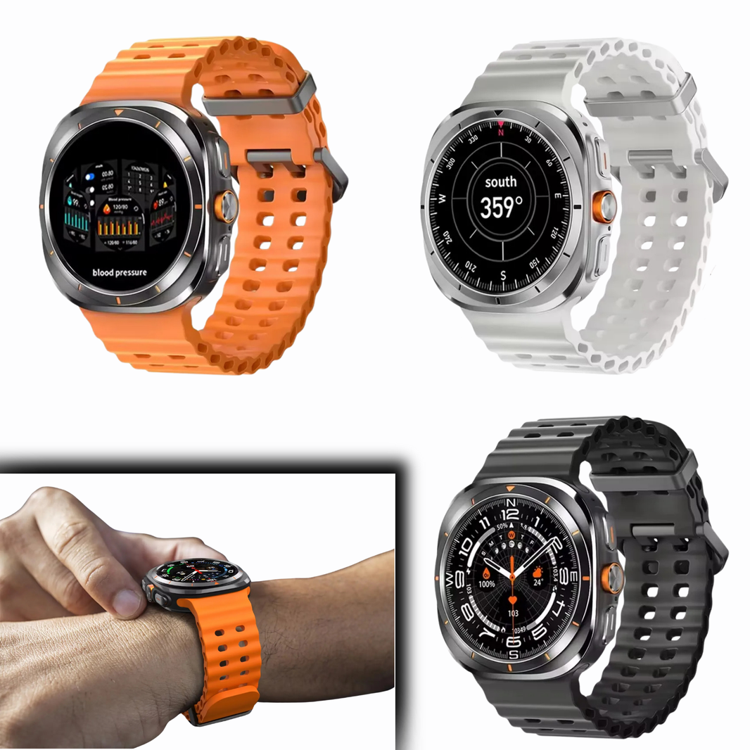 Smartwatch Plus 47mm 2025, IP68 waterproof, Bluetooth, compass, 1.43'' AMOLED screen, and SpO2 monitoring, unisex.