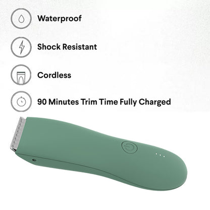 Zipher body hair trimmer for men and women, for groin, pubic area, legs, and entire body, with a replaceable ceramic blade that doesn’t hurt, electric and waterproof.